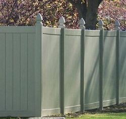 Tan vinyl privacy by Armitage Fence in Hancock County IN